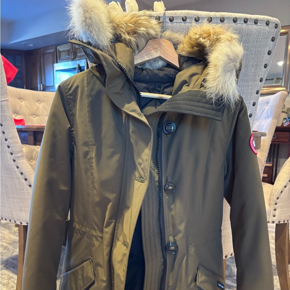 Canada Goose Olive Parka with Logo Patch